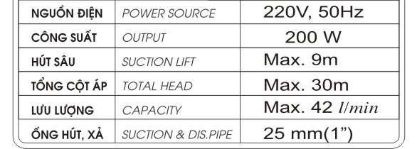 Công suất máy bơm nước